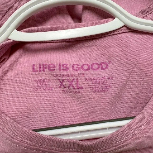 Life Is Good Women’s Short Sleeve Tee - Pink with Floral Print - Picture 3 of 3